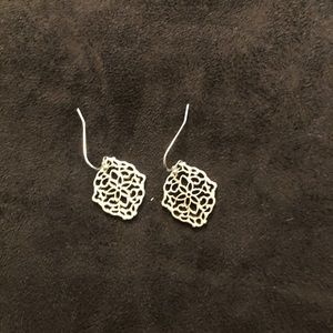 Filigree drop earrings.
